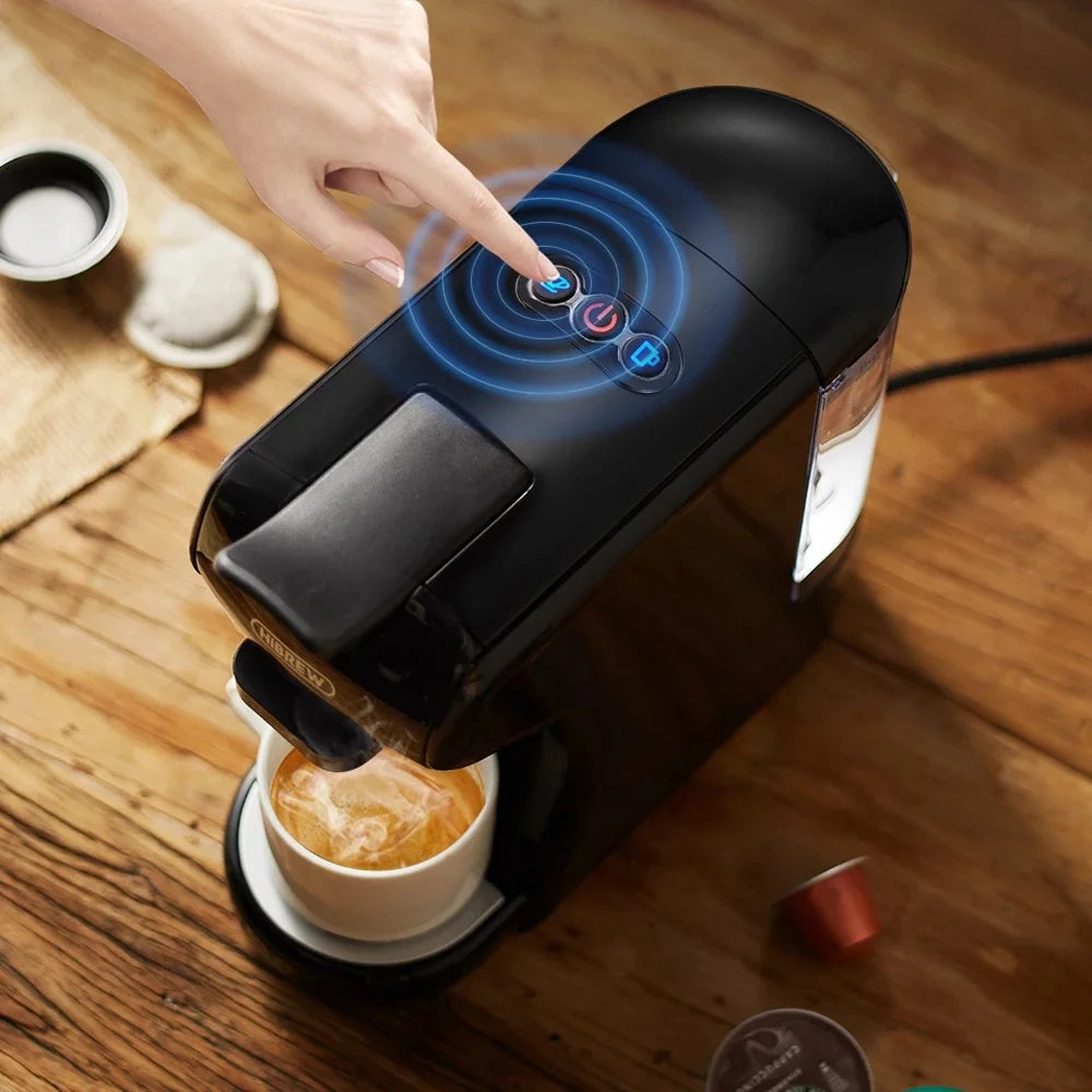 HiBREW H1A 4-in-1 Capsule Coffee Machine - 19Bar Espresso Maker for Hot/Cold Brews Black