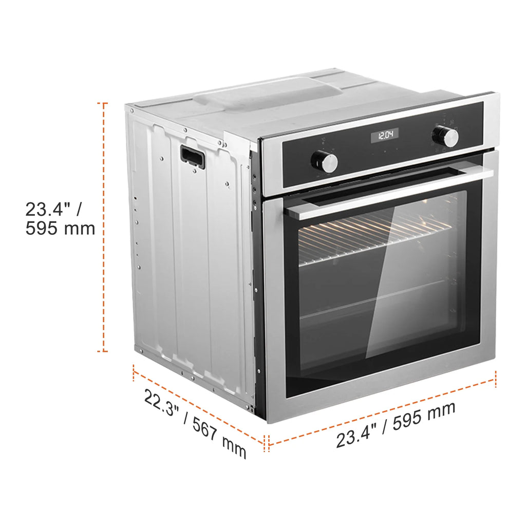 KFFKFF Solo Wall Oven, 24" Electric Integrated Wall Oven featuring 9 Culinary Modes, 2.68 Cu.Ft Electric Wall Ovens equipped with Timer, 2800W Electric Oven including Baking Rack and Tray