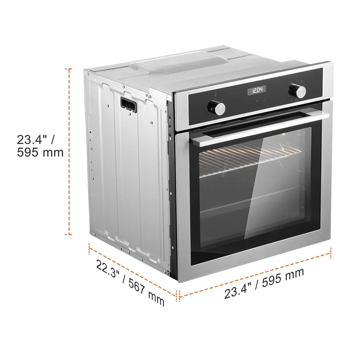 KFFKFF Single Wall Oven, 24" Electric Oven for Built-in Installation, Offers 9 Cooking Modes, 2.68 Cu.Ft Capacity, Includes Timer, 2800W Power