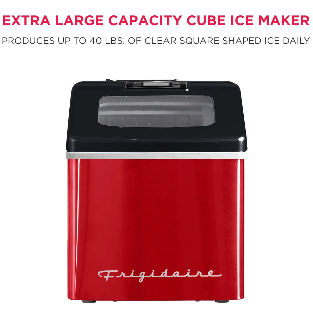 Frigidaire 40lbs. Countertop Clear Square Ice Maker - Stainless Steel