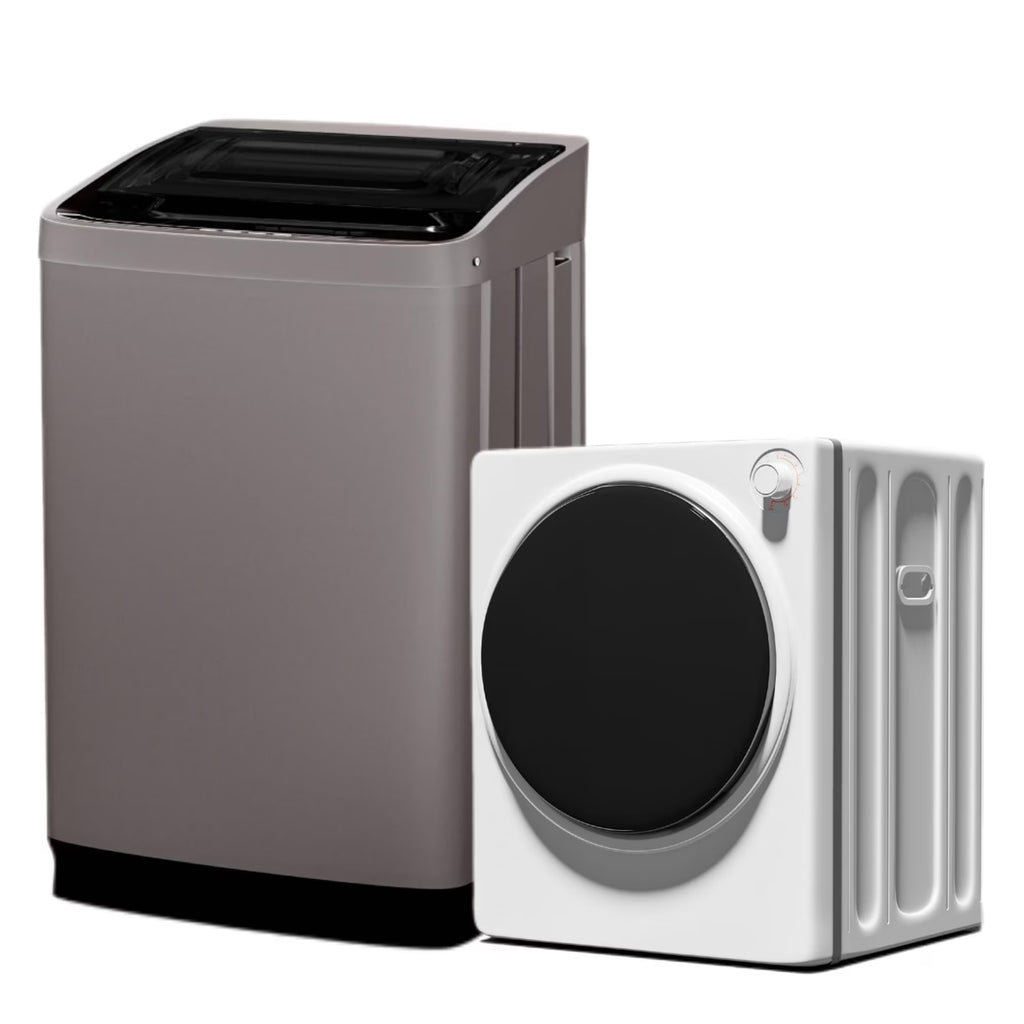 TABU Washer and Dryer Set, 19LBS Fully Automatic Washing Machine & 8.8LBS Clothes Dryer (White&White)