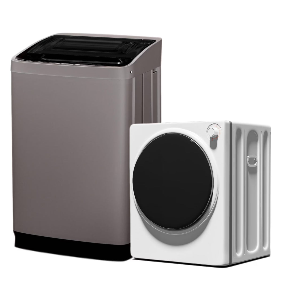 TABU Washer and Dryer Set, 19LBS Fully Automatic Washing Machine & 8.8LBS Clothes Dryer (White&White)