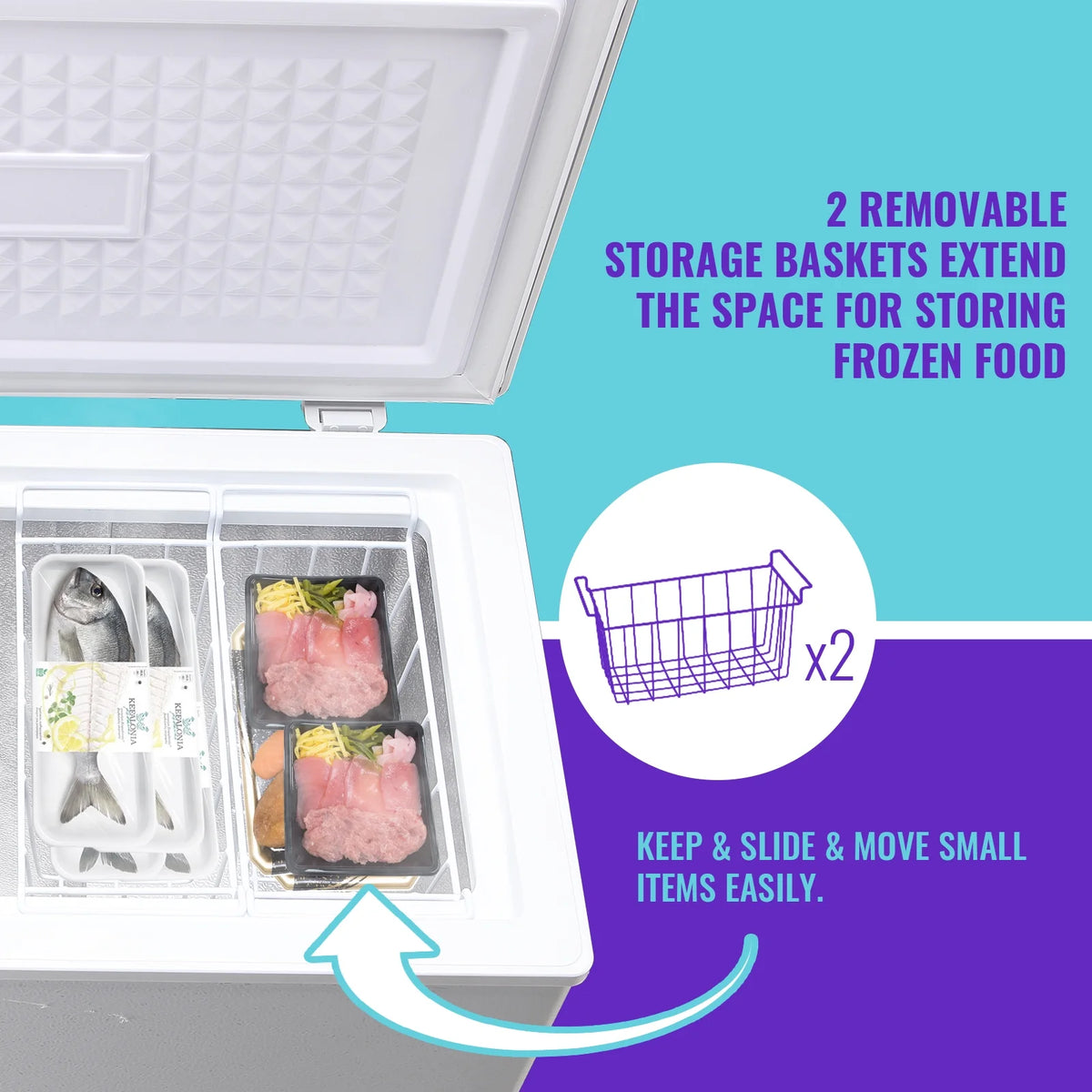 DEMULLER 4.0 Cu.ft Deep Freezer Top Open Door Compact Freezer with Two Removable Storage Baskets