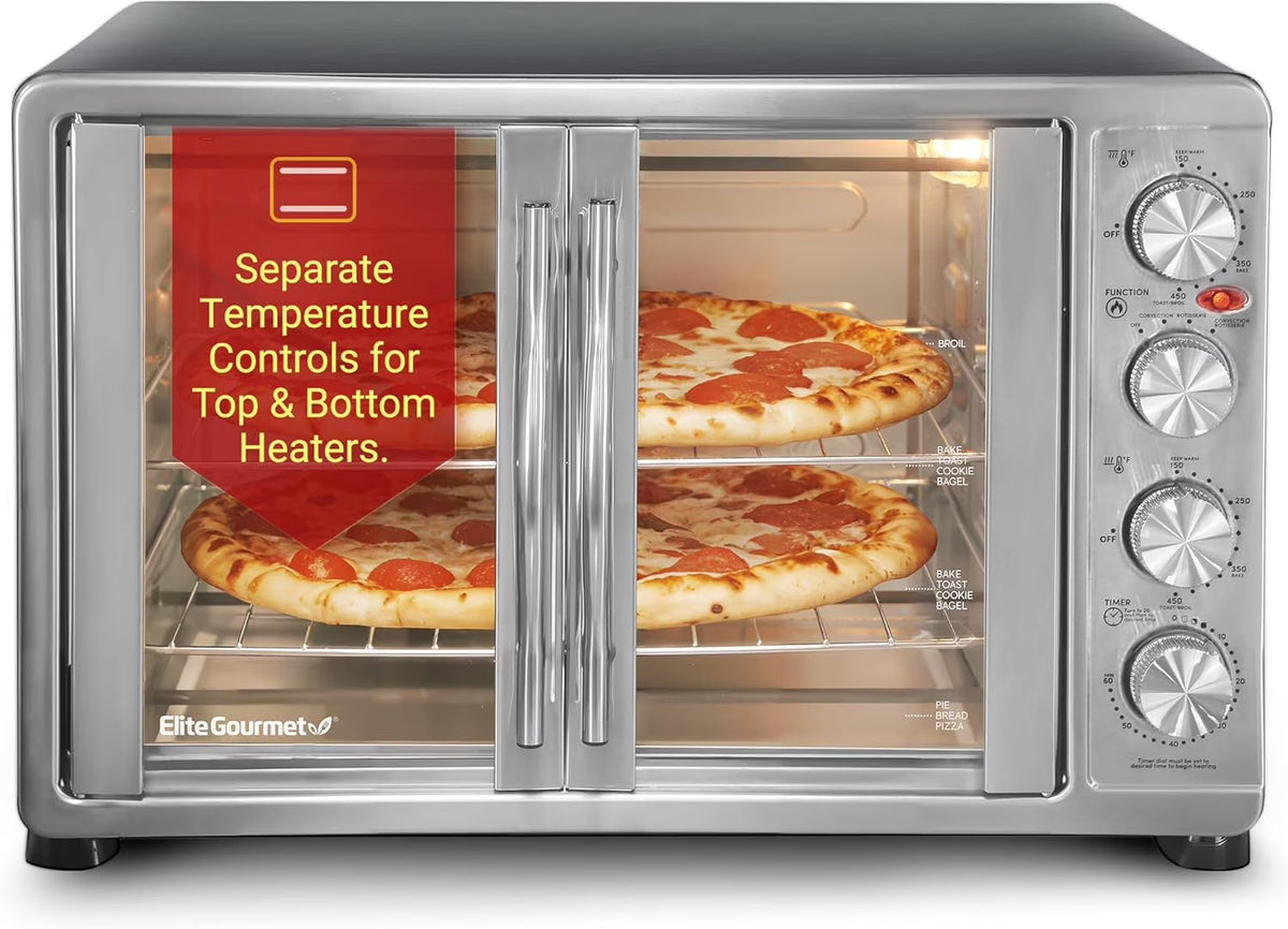Elite Gourmet Americana by Elite ETO3300M Vintage 50��s Diner Retro Countertop Toaster oven, Bake, Broil, Toast, Fits 12�� Pizza, Temperature Control & Adjustable 60-Minute Timer 1500W, 8-slice, Mint