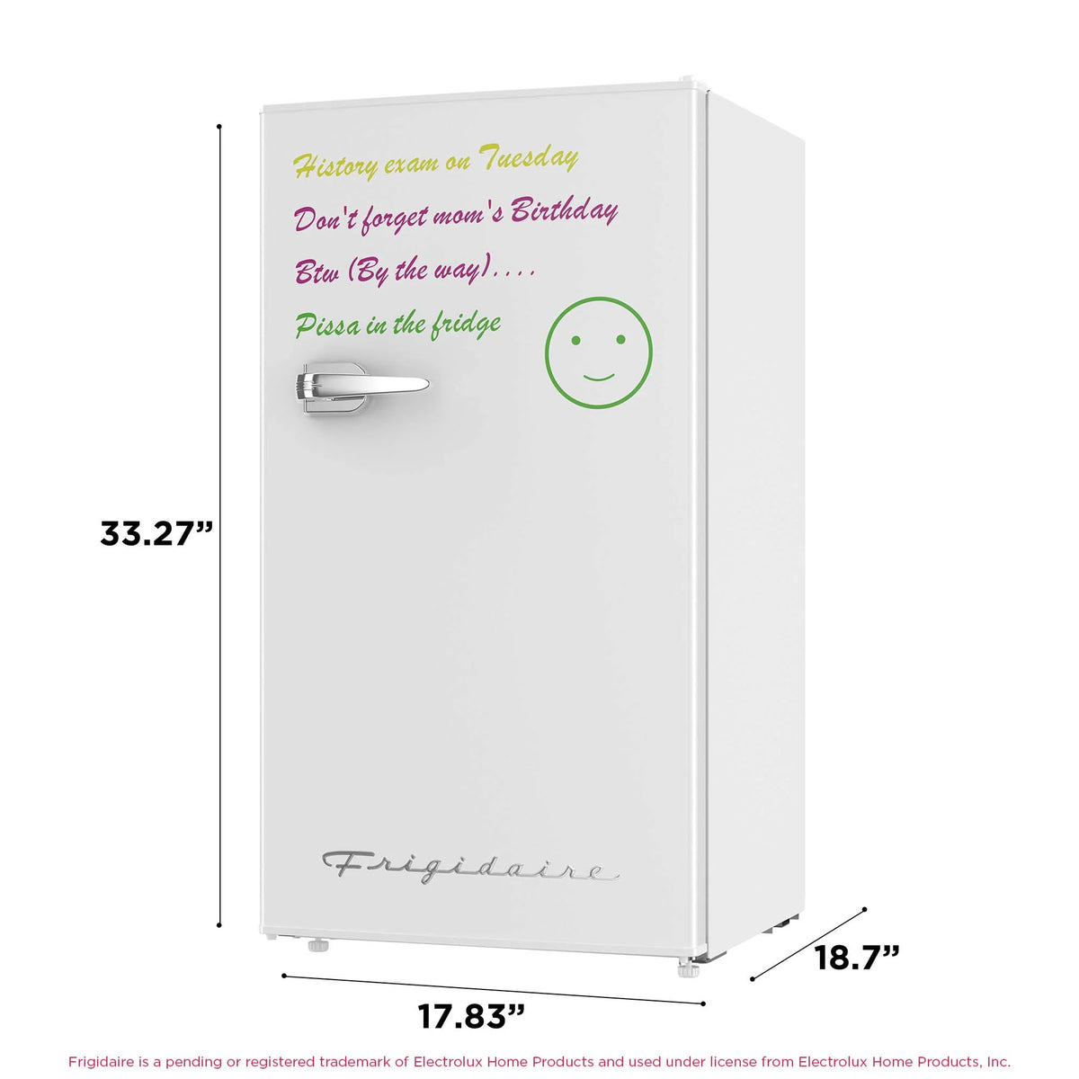 Frigidaire 3.2 Cu Ft Retro Dry Erase Compact Fridge, (EFR331-BLACK), Black