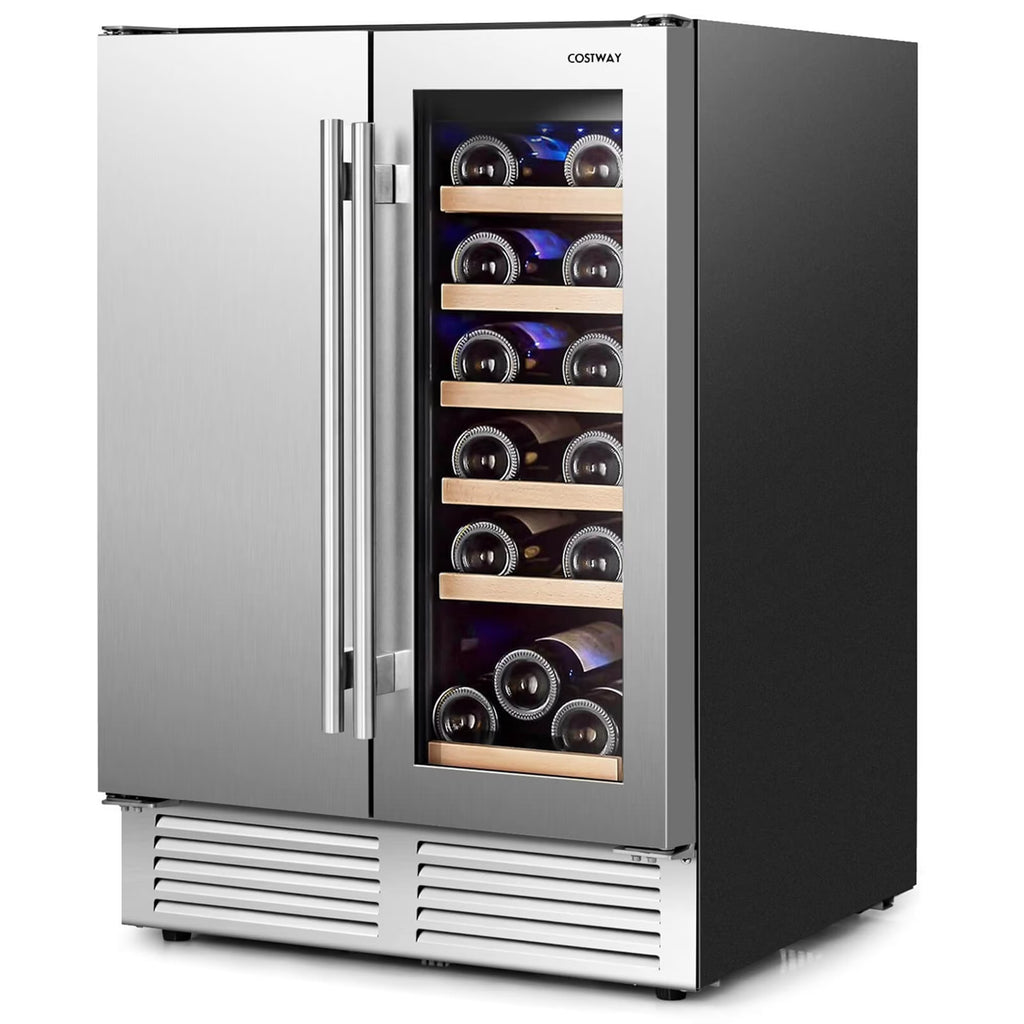 Costway 2-in-1 Beverage and  Cooler Free-standing & Built-in Dual Zones  Fridge