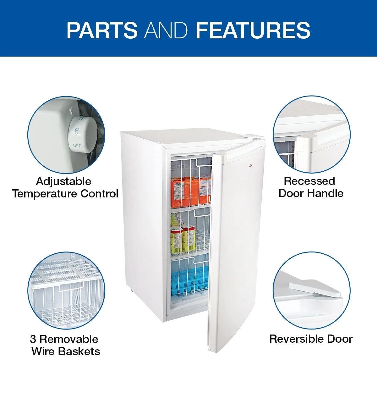 Koolatron Compact Upright Freezer, 3.1 cu ft (88L) White Manual Defrost
