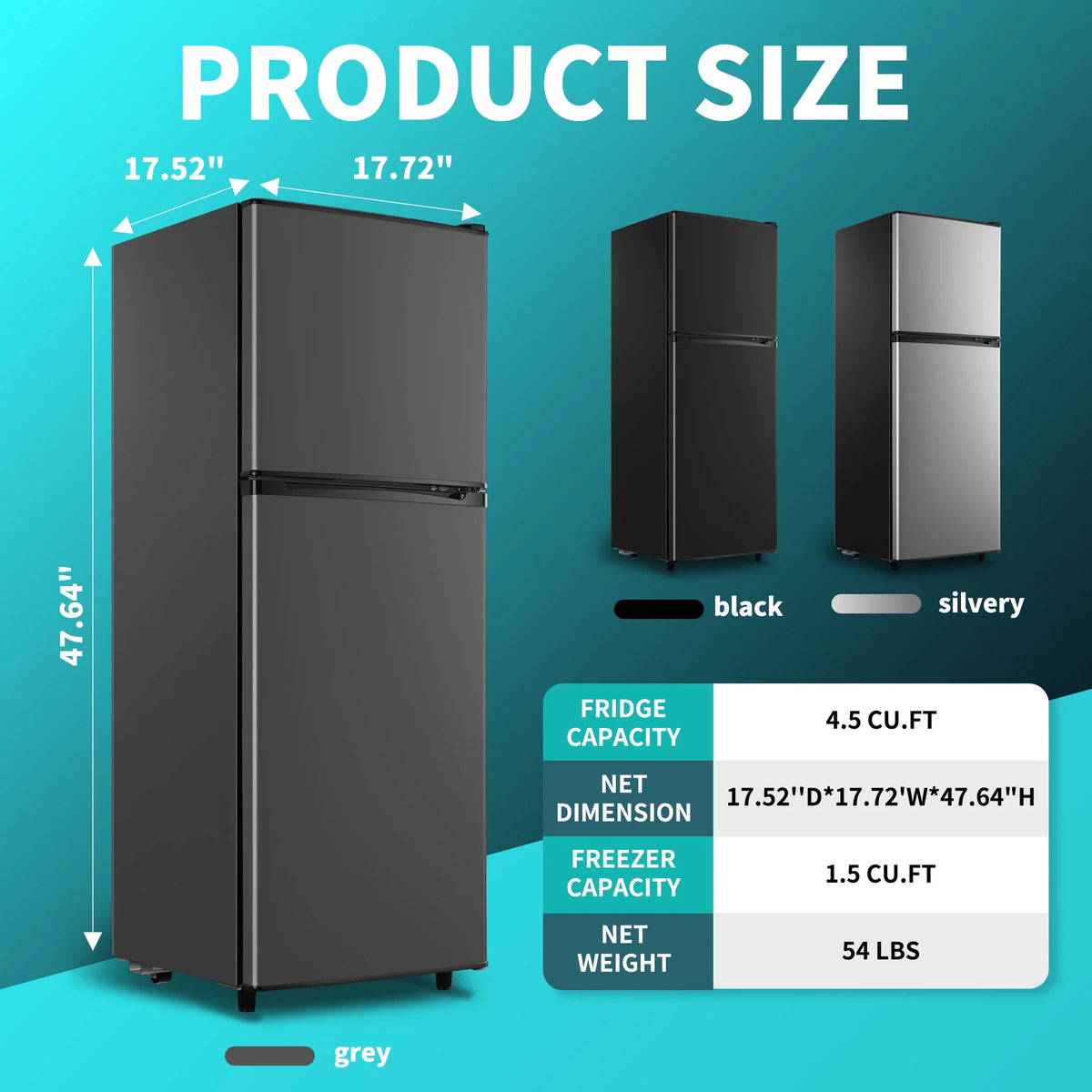 CALLIEVER 2-Door Mini Fridge with Freezer,5.0 Cu.Ft Compact Refrigerator for Dorm,Bedroom,Office�C7-Level Temp Control,Reversible Door,Black