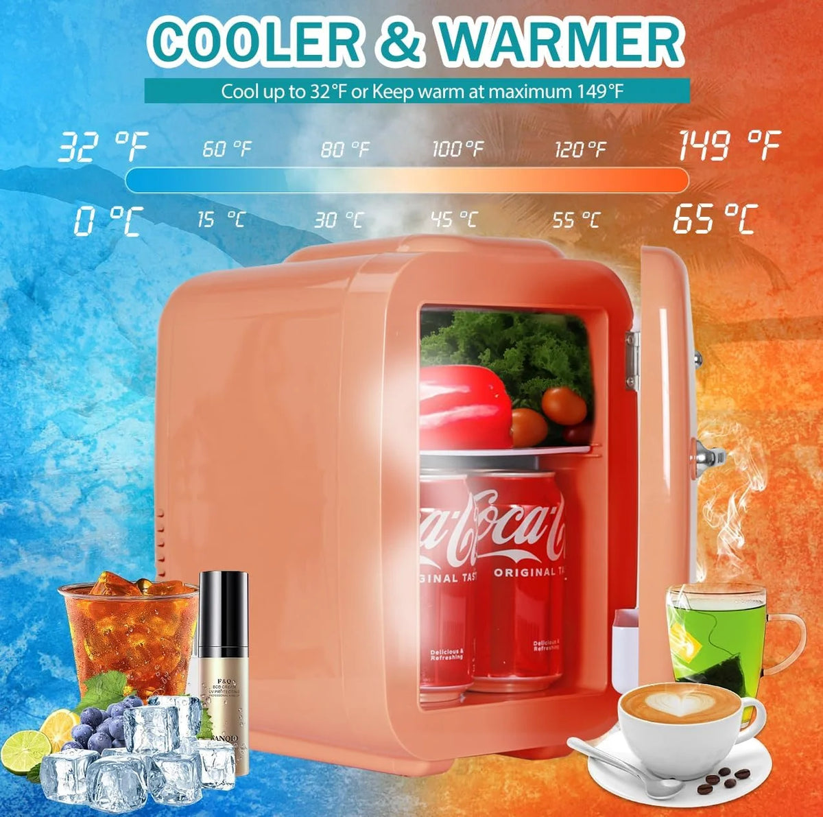Fridge Portable Thermoelectric 4 Liter Cooler and Warmer for Skincare,  Friendly Beauty Fridge For Foods,Medications, Cosmetics, Breast Milk, Medications Home and Travel