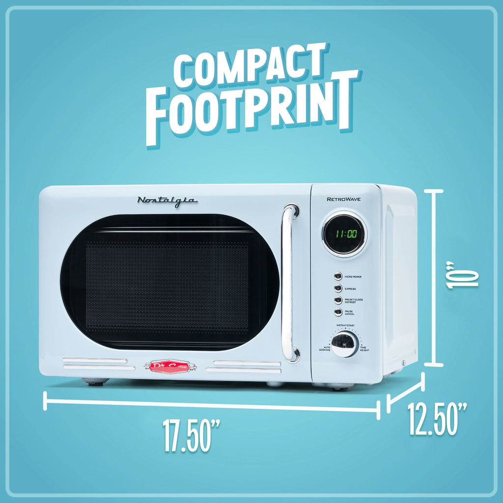 Nostalgia Retro Compact Countertop Microwave Oven - 0.7 Cu. Ft. - 700-Watts with LED Digital Display - Child Lock - Easy Clean Interior - Orange