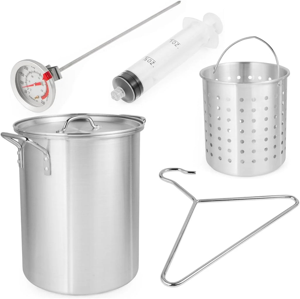 Barton 64 Qt. Aluminum Turkey Deep Fryer Pot With Injector Thermometer Kit and 100,000 BTU Outdoor Propane Stove Burner Stand for 28Lb Turkey, Outdoor Cooking Seafood Boiler Roaster Crawfish Boiling