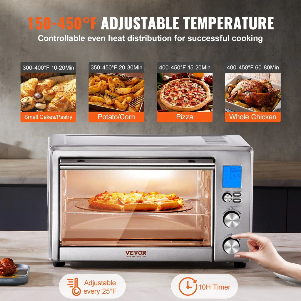 Countertop Convection Oven 28L Toaster Baker 10-IN-1 1800W for Home Use, with LCD Touchscreen, Multiple Cooking Functions, Rotisserie, and Accessories for Baking, Roasting, Toasting, and More
