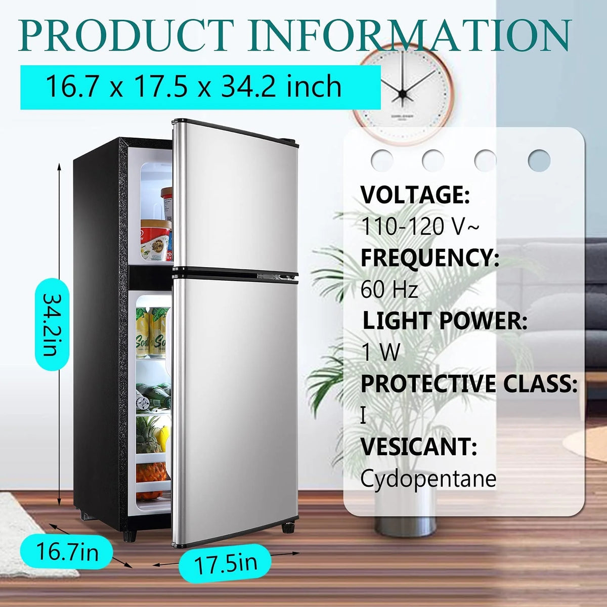 GGTB 3.0 Cu.ft Two Door Small Refrigerator with Freezer, Compact Retro Mini Refrigerator for Dorm, Office, Bar, RV, Bedroom, Red