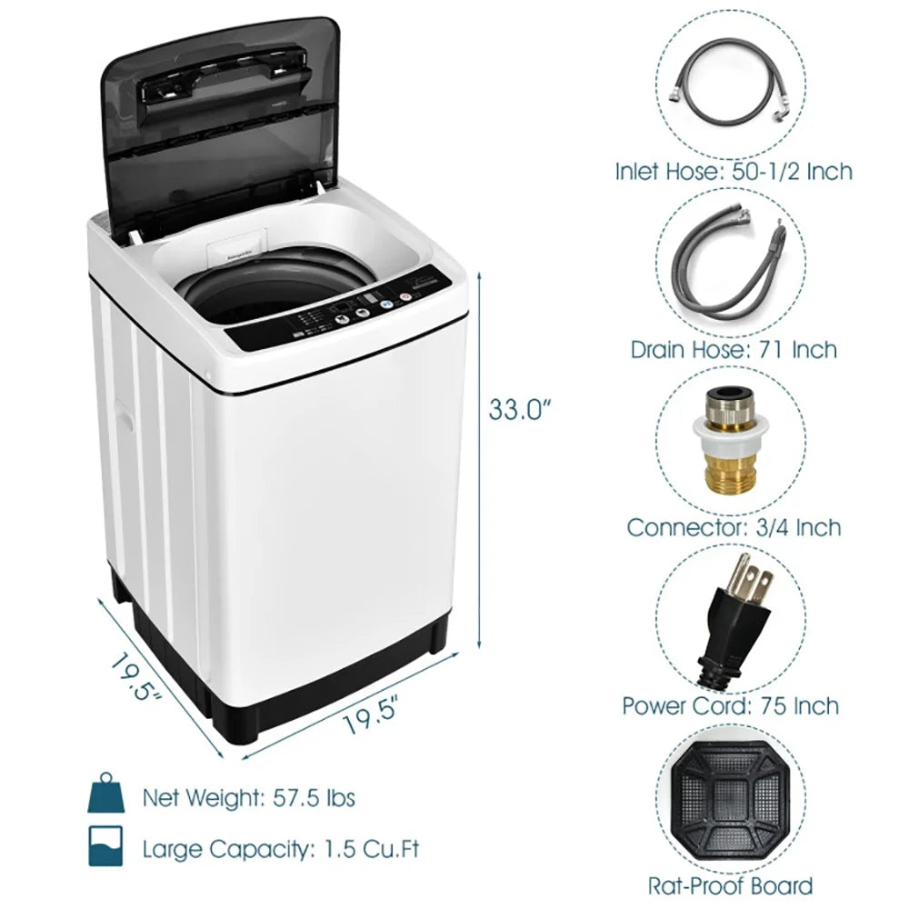Kadyn 1.5 cu ft Full-Automatic Washing Machine with Stainless Steel Inner Barrel