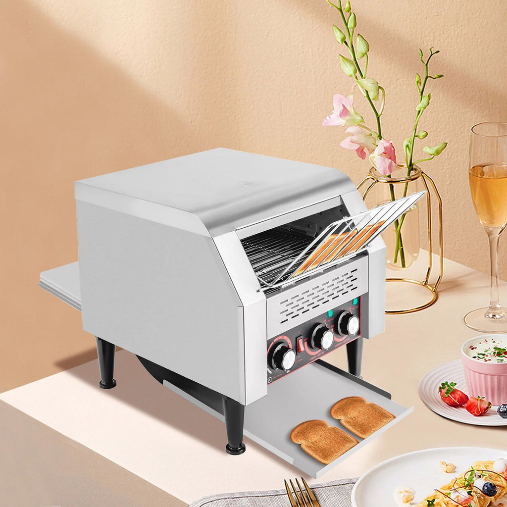 Miumaeov Conveyor Toaster 300 Slices/Hour Heavy Duty Commercial Conveyor Toaster 2200W Stainless Steel Toaster Oven for Restaurant & Home Use