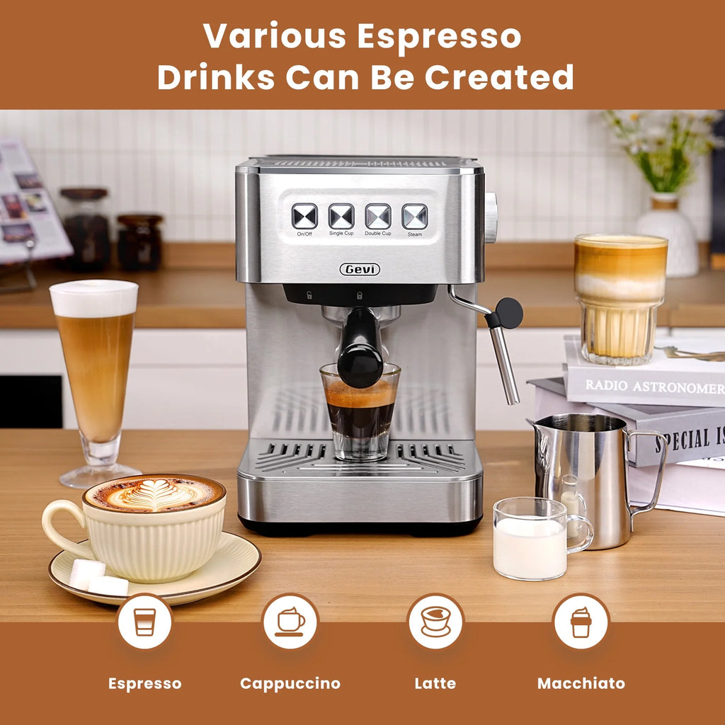 Gevi 20 Bar Espresso Machine, Coffee Maker with Milk Frother��White