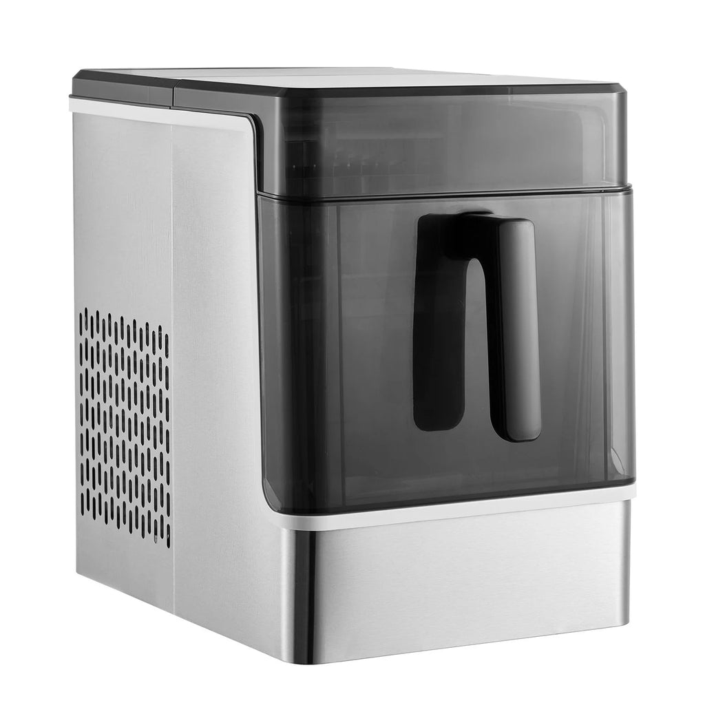 KFFKFF Tabletop Ice Cube Machine, Produces 32 Ice Cubes in 15 Minutes, 46lbs Daily Output, Self-Cleaning and Portable, Easy Ice Transfer, 3 Different Ice Cube Sizes, Ideal for Home, Kitchen, Office