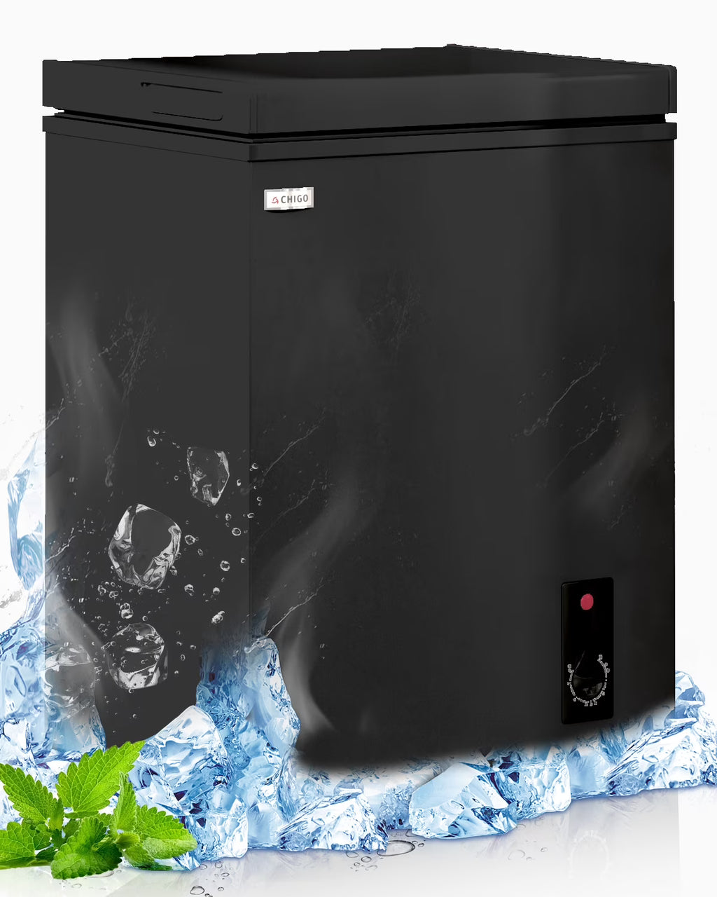 Muhub 3.5 Cu ft Deep Freezer with Adjustable Temperature, Removable Storage Basket,Top Open Door ,Black