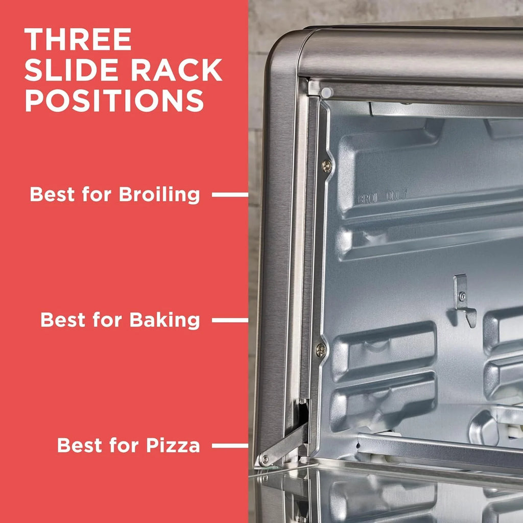 8-Slice Extra Wide Convection Toaster Oven, Fits 9"x13" Oven Pans and 12" Pizza, Bake, Toast, Broil, and Keep Warm Functions, Countertop Compact Design with Stainless Steel Finish