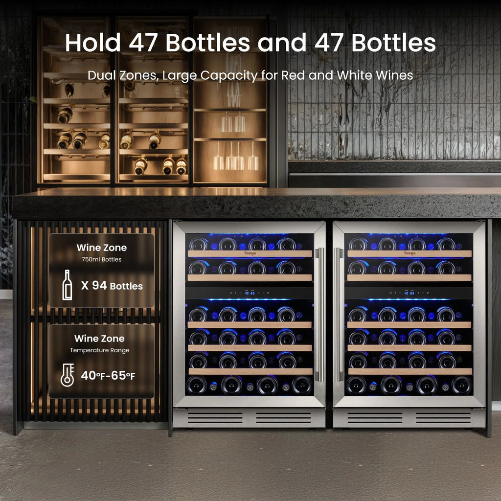 Yeego 30" Wine and Beverage Refrigerator,Two 15" Wine and Beverage Cooler Under Counter or Freestanding, Hold 33 Bottles and 80 Cans(Two Pack)
