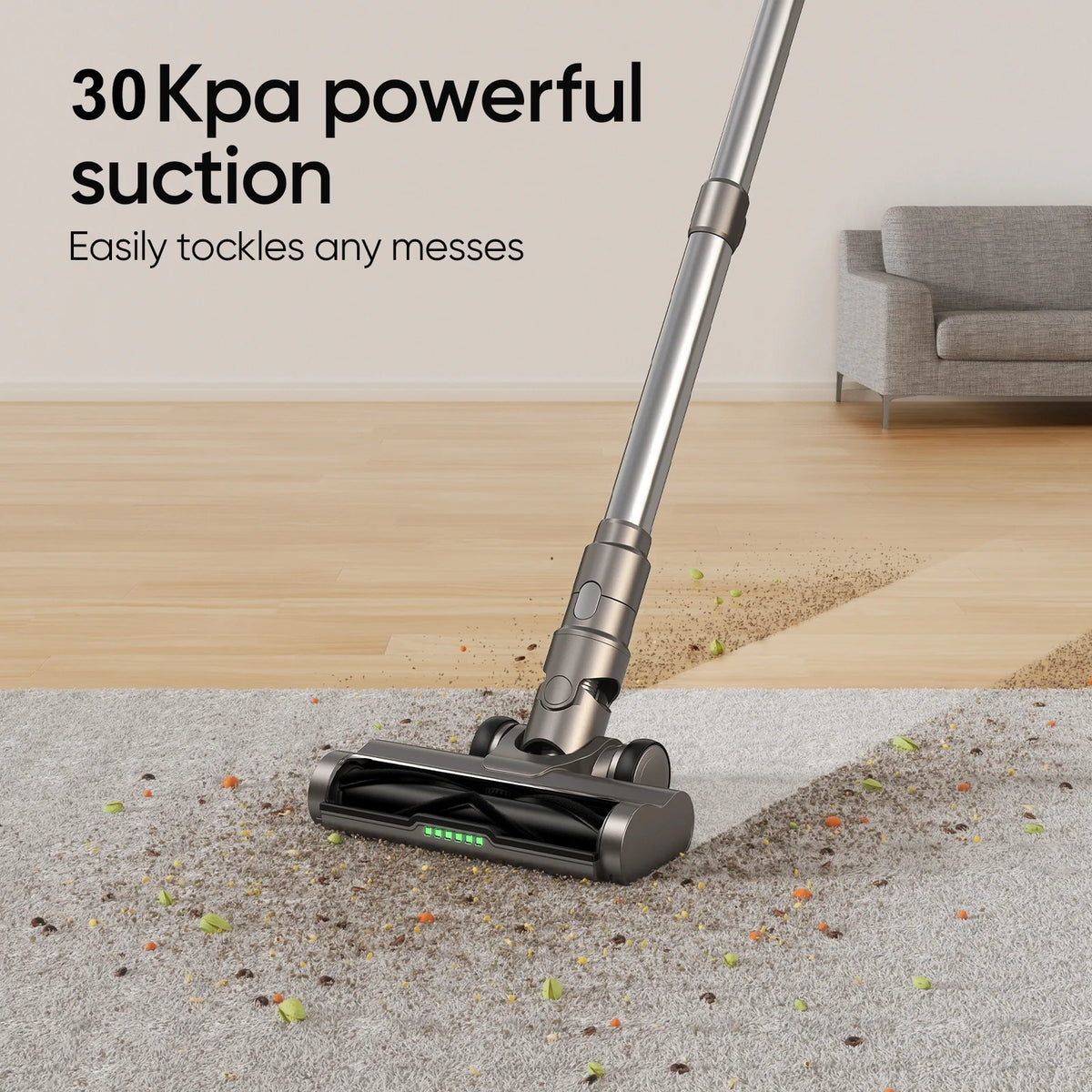 MOOSOO Lightweight Cordless Stick Vacuum Cleaner with 40Mins Runtime, Curved Display, for Home Pet Hair Hard Floor Carpet