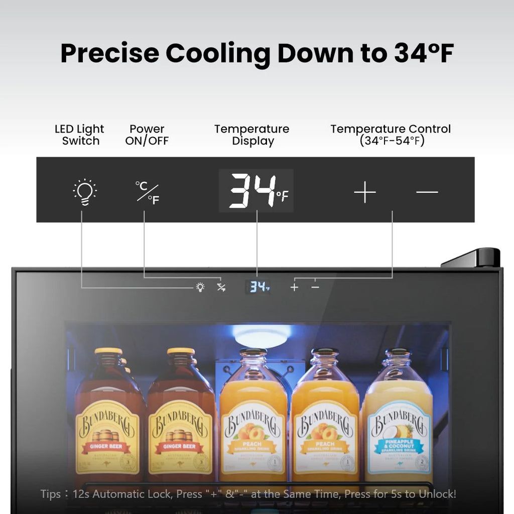 Yeego Beverage Cooler Refrigerator, Freestanding Beverage Fridge with Glass Door,102 Cans