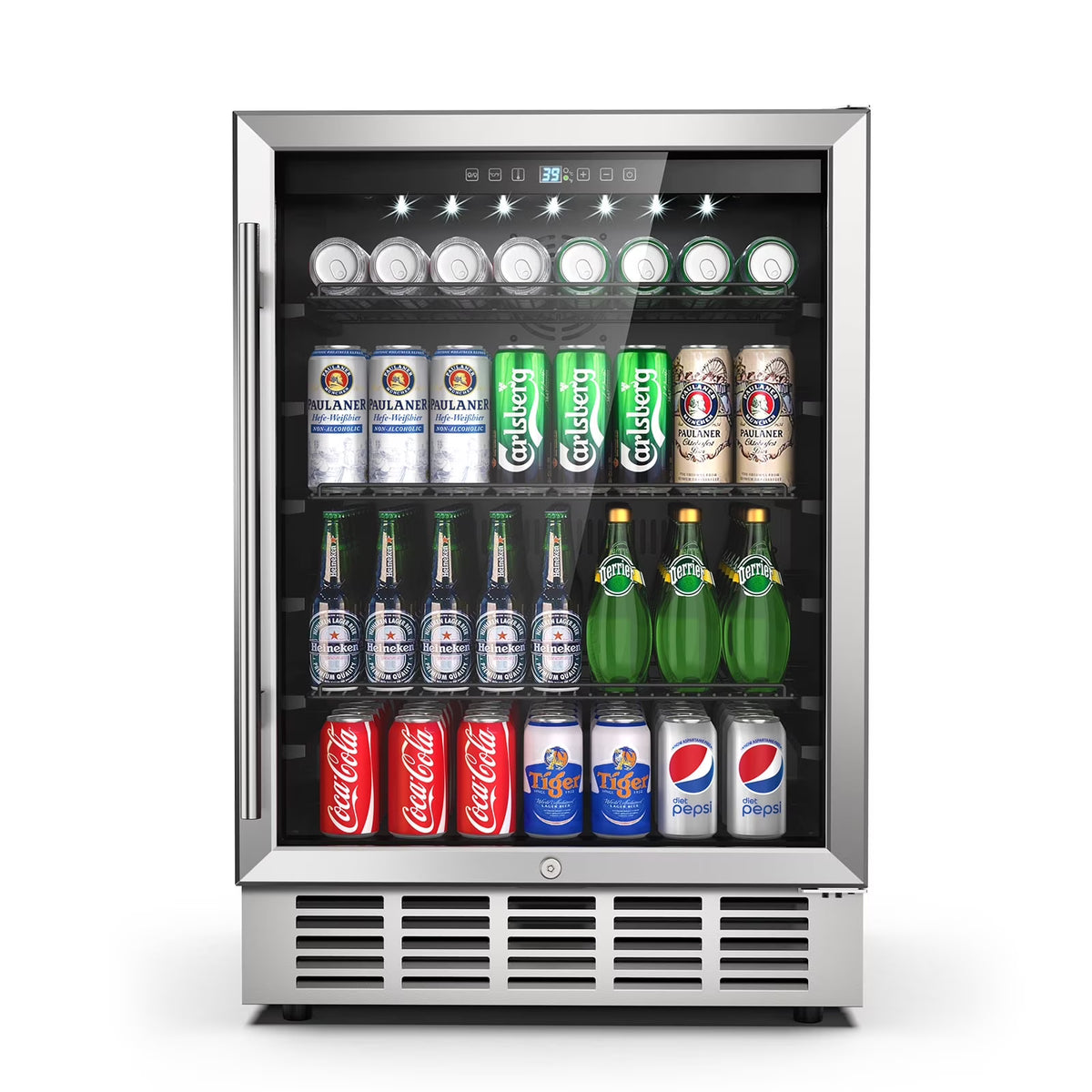 QAUSOU 24 Inch Under Counter Double Drawer Fridge, Weather Proof Stainless Steel Outdoor Beverage Refrigerator for Patio