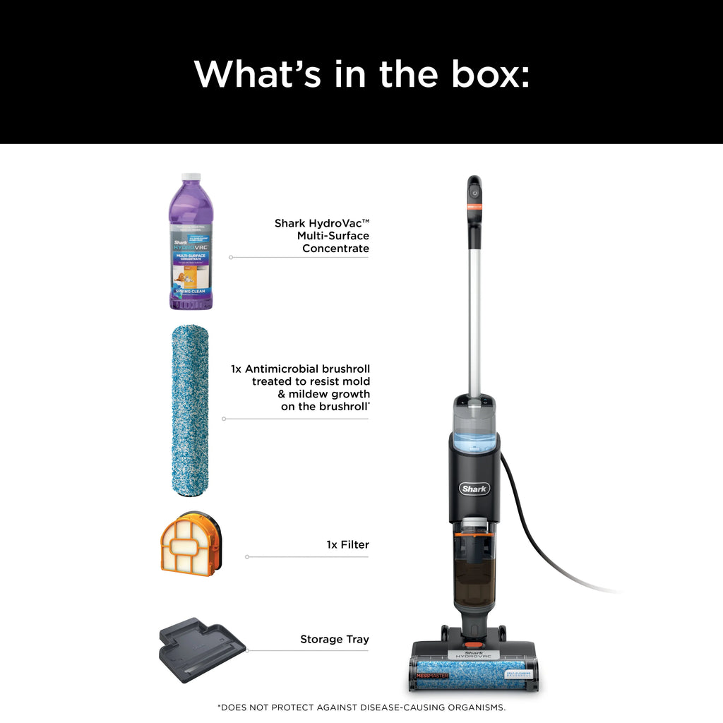 Shark HydroVac MessMaster Wet Dry Corded Vacuum Cleaner, 3-in-1 Multi-Surface Vacuum Mop & Self-Cleaning System, Lightweight, Powerful Suction, for Hard Floors & Area Rugs, WD160