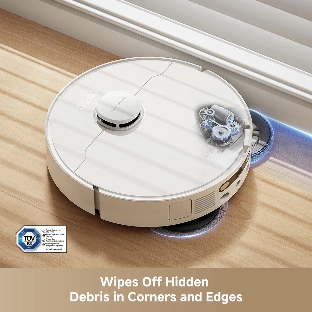 MOVA Robot P10 Pro Ultra Vacuum and Mop,  13,000Pa Suction 140°F Hot Water Auto Mop Washing & Drying, Dual Spinning Extenable Mop,10.5mm Lifting for Carpet, 360°Obstacle Avoidance, App Control