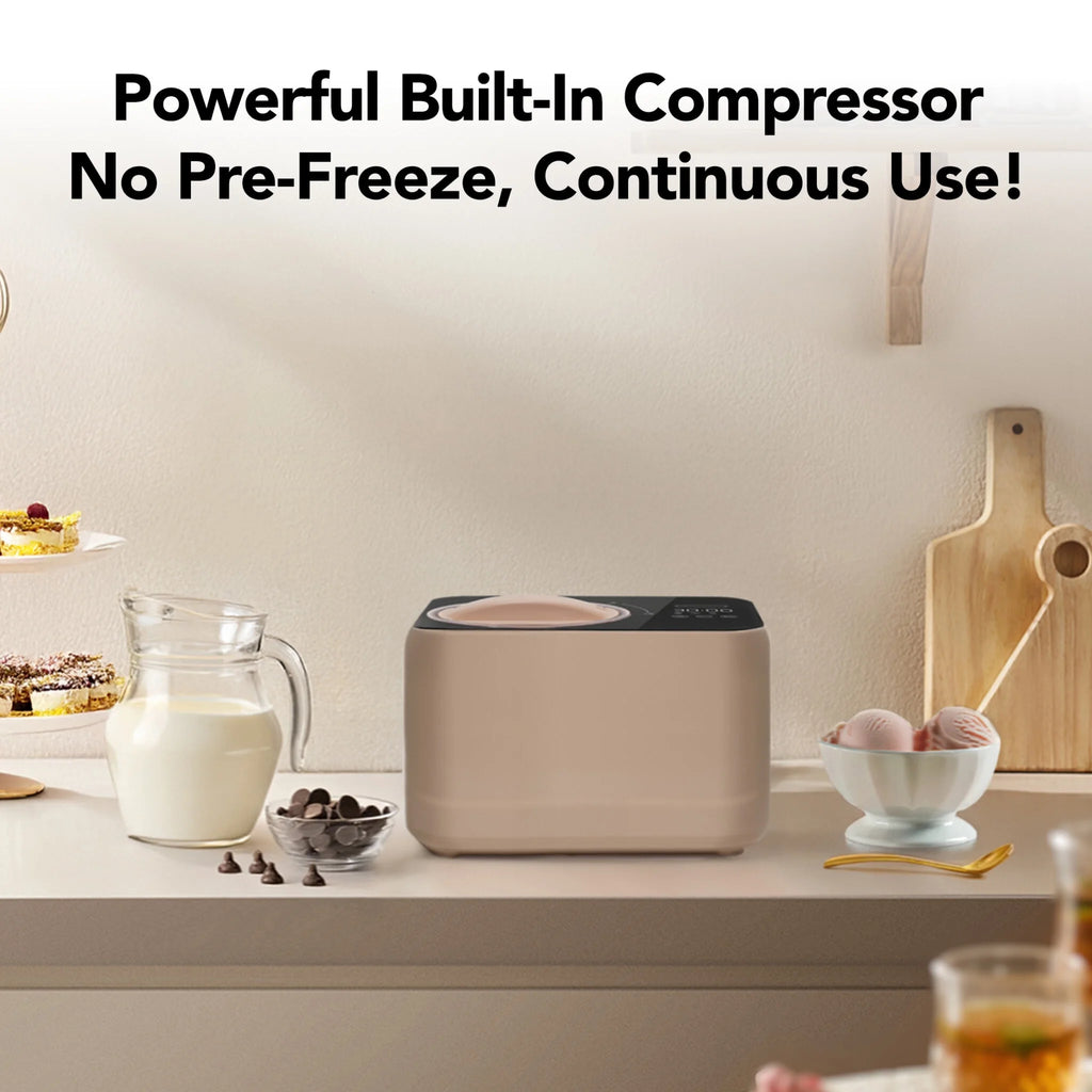 Whynter 0.8 Quart Compact Automatic Ice Cream Maker with Stainless Steel Bowl, Taupe Latte ICM-080-TL