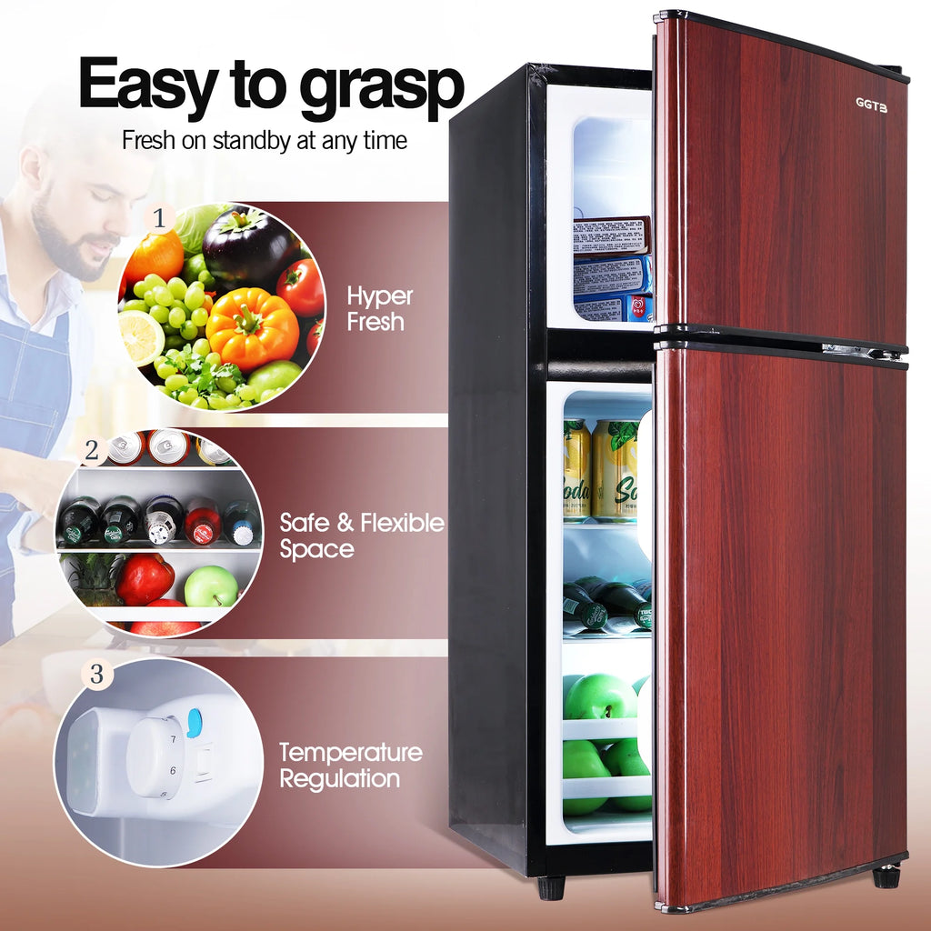 GGTB Retro Compact Two Door Refrigerator, Black, 3.0 Cu ft