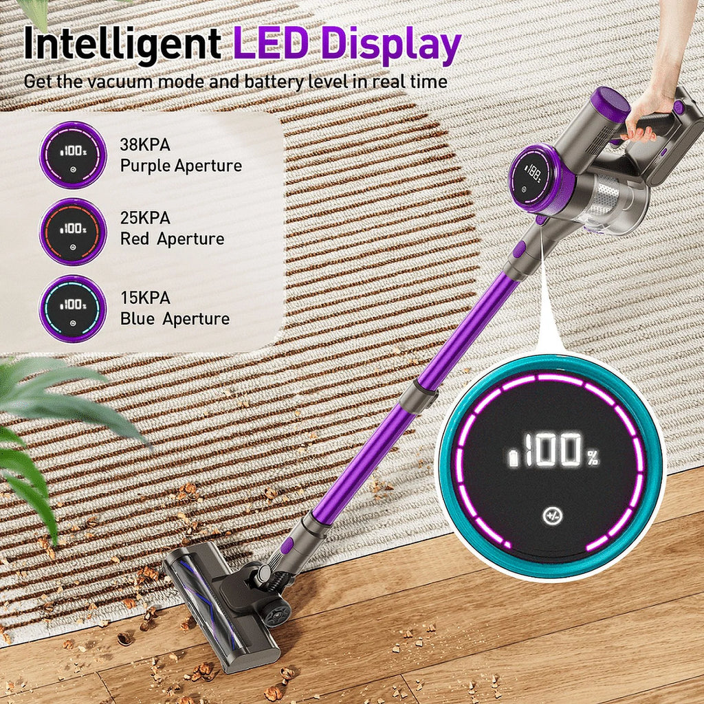 KANFUAQ Cordless Stick Vacuum Cleaner 38KPA 50Mins 2200mAh Lightweight for Home Pet Hair Carpet Hard Floor