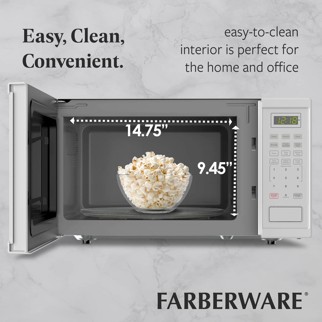 Farberware Countertop Microwave Ov 1100 Watts, 2.2 cu ft - Smart Sensor With LED Lighting and Child Lock - Perfect for Apartments and Dorms - Easy Clean Black Interior, Stainless Steel
