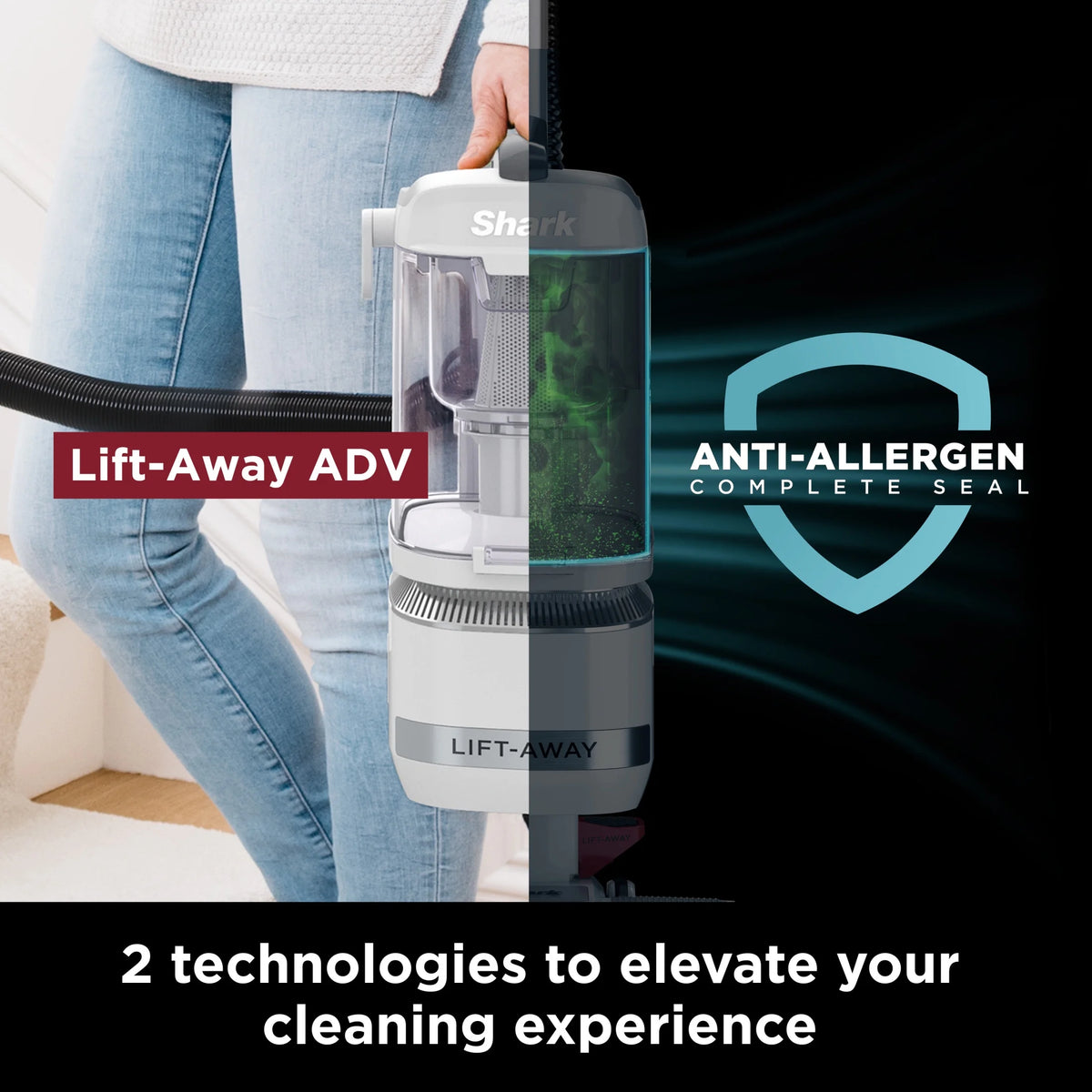 Shark Bagless Upright Vacuum, Navigator Advanced Lift Away with Powerful Hair Pickup, Crevice and Upholstery Tool, Anti Allergen Seal, Easy to Empty, Large Dustbin, Grey, LA300