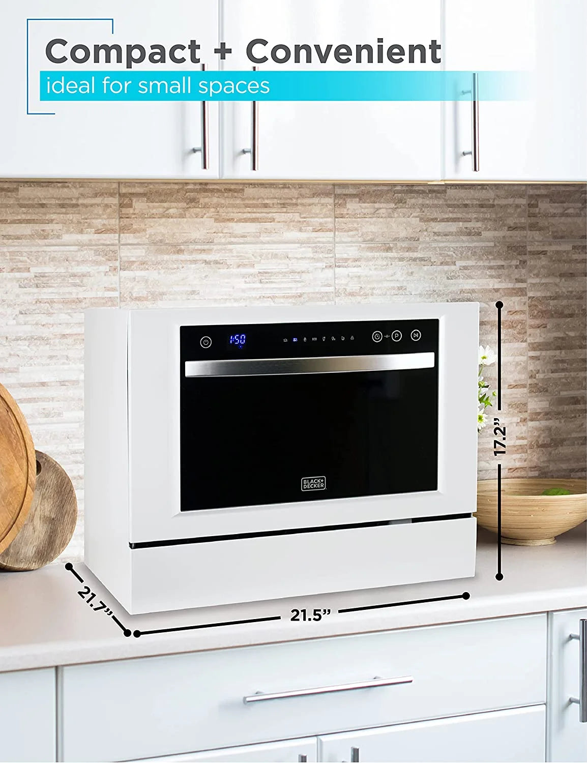 BLACK?Ӕ BCD6W Compact Countertop Dishwasher, 6 Place Settings, White