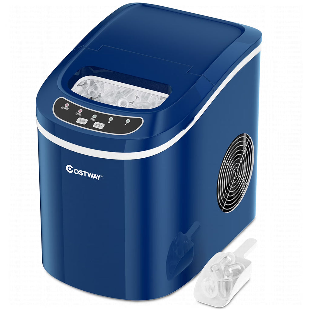 Costway Silver Portable Compact Electric Ice Maker Machine Mini Cube 26lb/Day