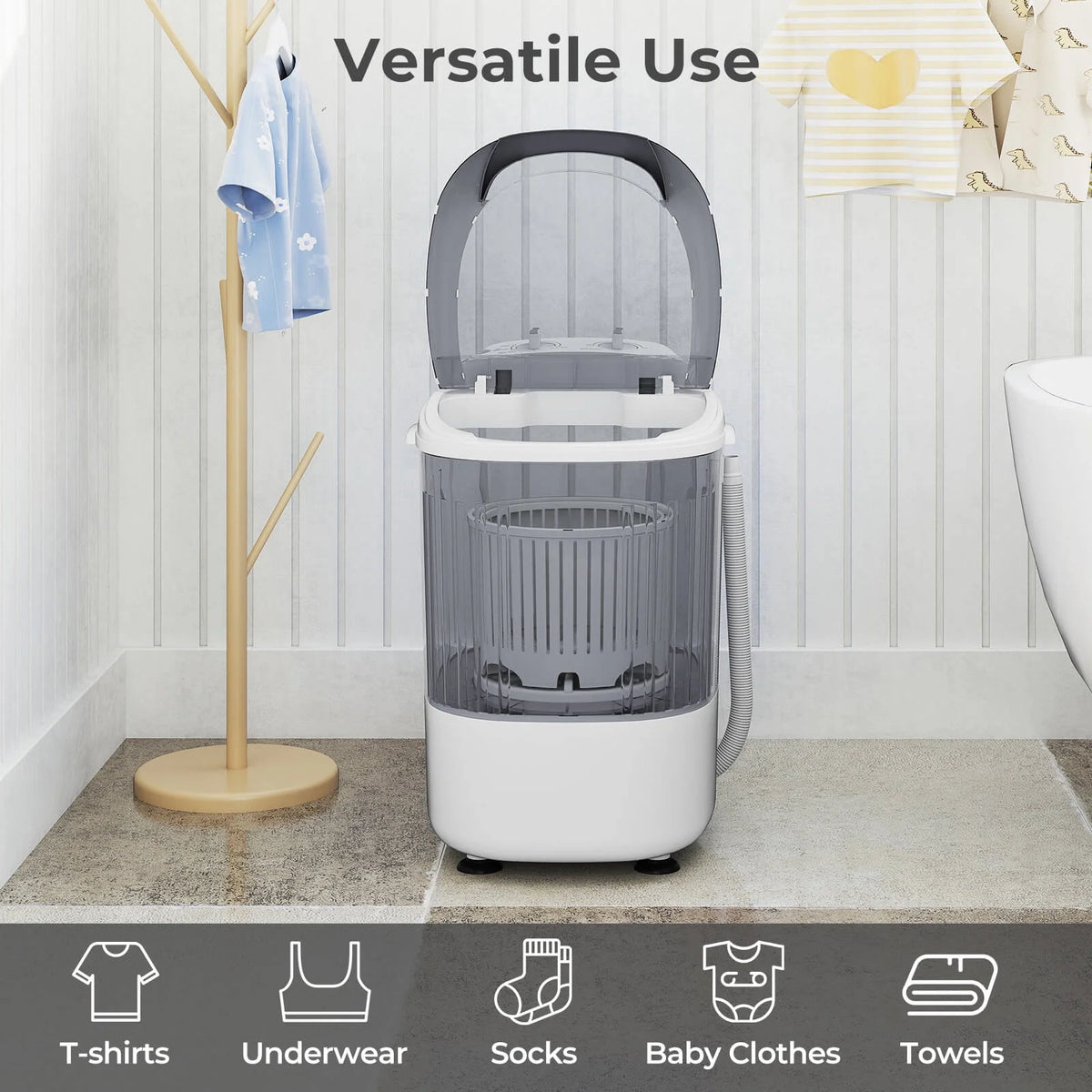Costway Portable Washing Machine 5.5 lbs Mini Top Load Washer with Removable Spin-Dry Tub Blue