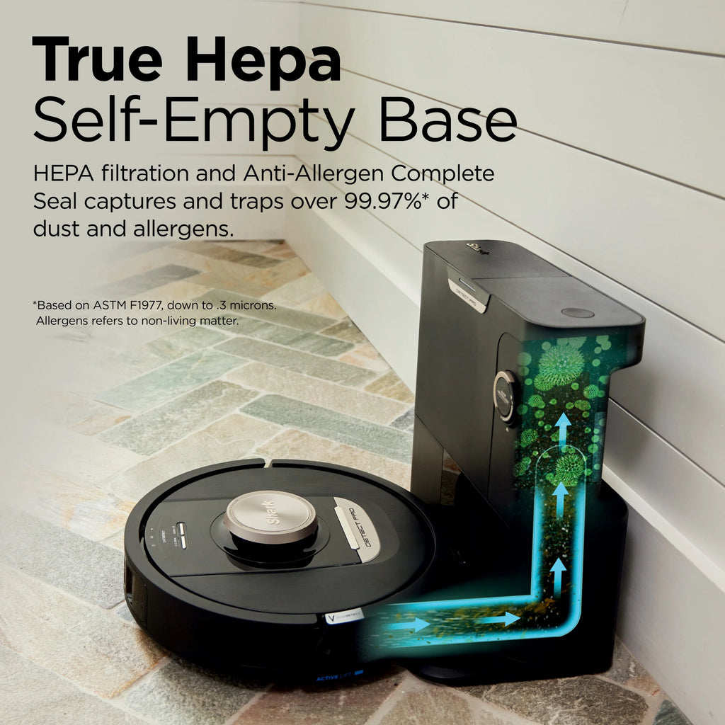 Shark PowerDetect? Self-Empty Robot Vacuum with NeverStuck & Detect Technologies, Auto Deep-Clean Carpets & Hardfloors, HEPA Bagless Base Neutralizes Odors, for Pet Hair, WiFi, RV2820AE
