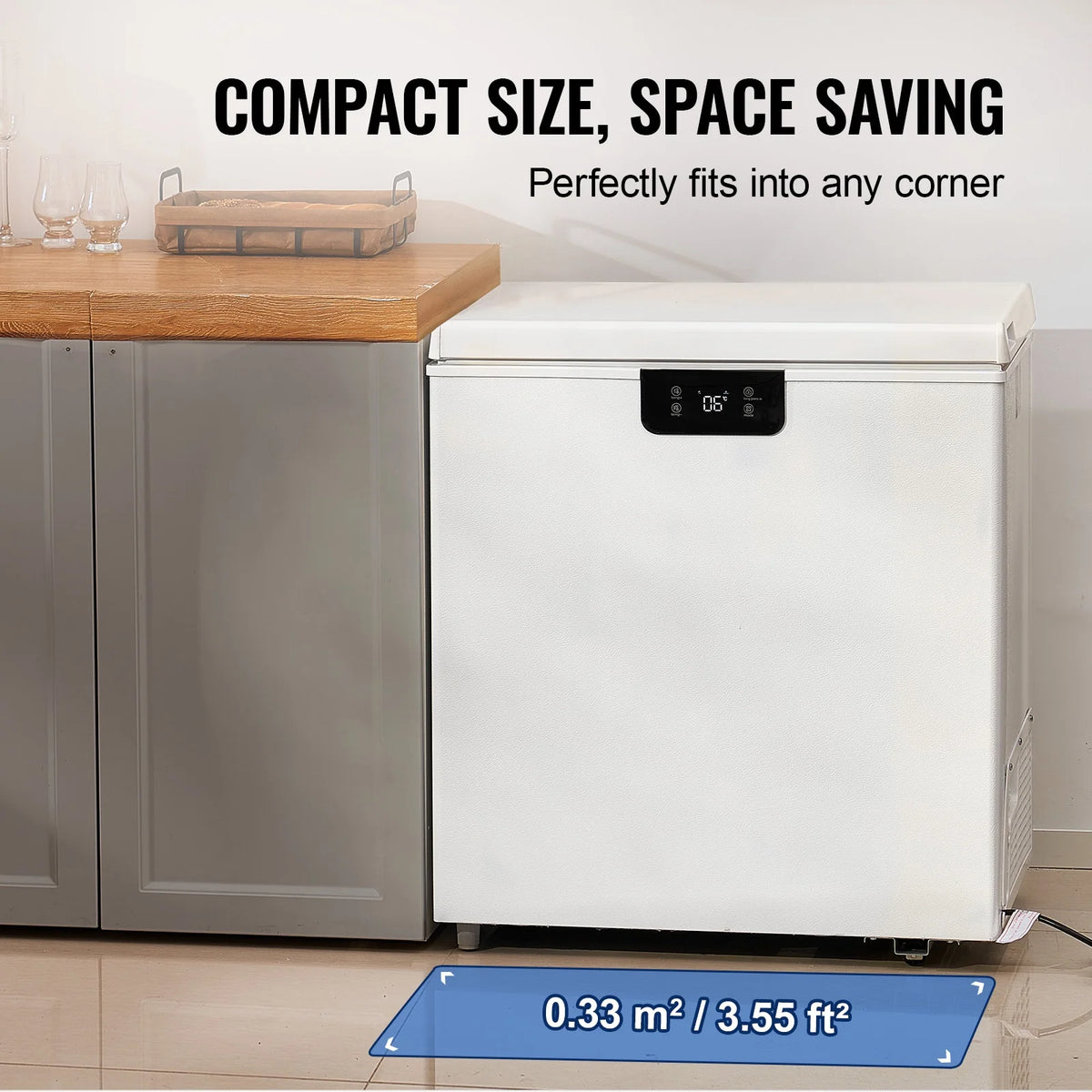 KFFKFF  3.88 Cu.ft / 110L Small Top-Open Chest Freezer with Adjustable  ?Temperature Control 2 Removable Storage Baskets, Freestanding