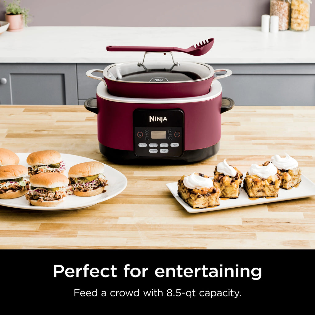 Ninja Foodi Possible Cooker, 8.5 Quart, 6-in-1 Multi-Cooker, Slow Cooker, Steamer, Glass Lid Integrated Cooking Utensil, Nonstick, Oven Safe Pot to 500°F, Cherry Tarte, MC1000WM