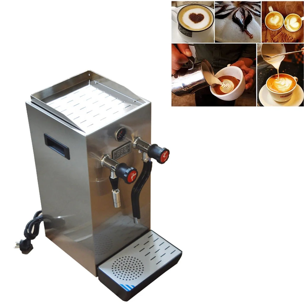 INTBUYING 220V Milk Frother Steam Boiling Water Frothing Machine for Coffee Tea 12L Silver