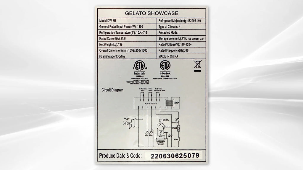 42 in. Commercial Deluxe Ice Cream Gelato 7 Pan Freezer NSF ETL Gelato Dipping Cabinet