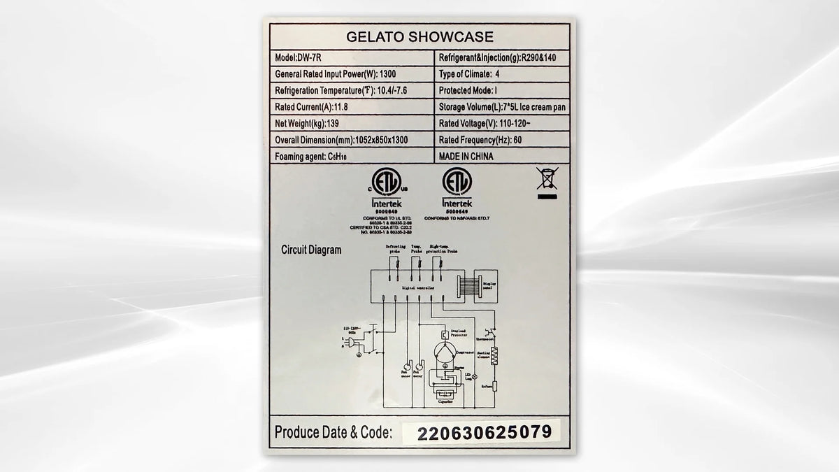 42 in. Commercial Deluxe Ice Cream Gelato 7 Pan Freezer NSF ETL Gelato Dipping Cabinet