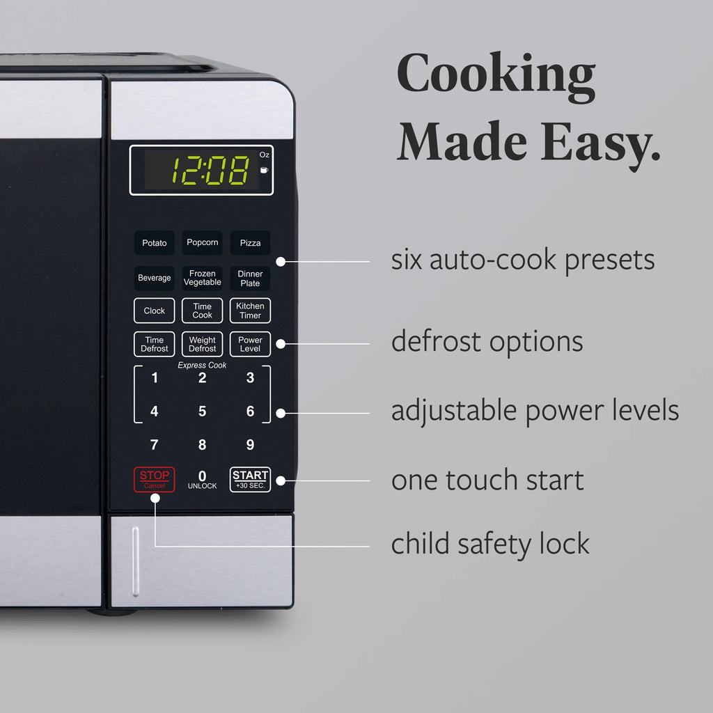 Farberware FMGZ09BKA 0.9 Cu. Ft. Microwave Oven, 900W, Digital Control, LED Display, 6 Cooking Presets, Black