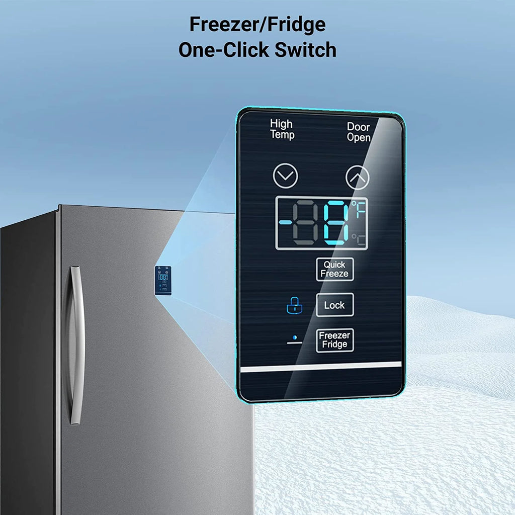 Smad 17 Cu ft Upright Single Door Conversion Freezer/Refrigerator, Frost Free, Freestanding, Stainless steel