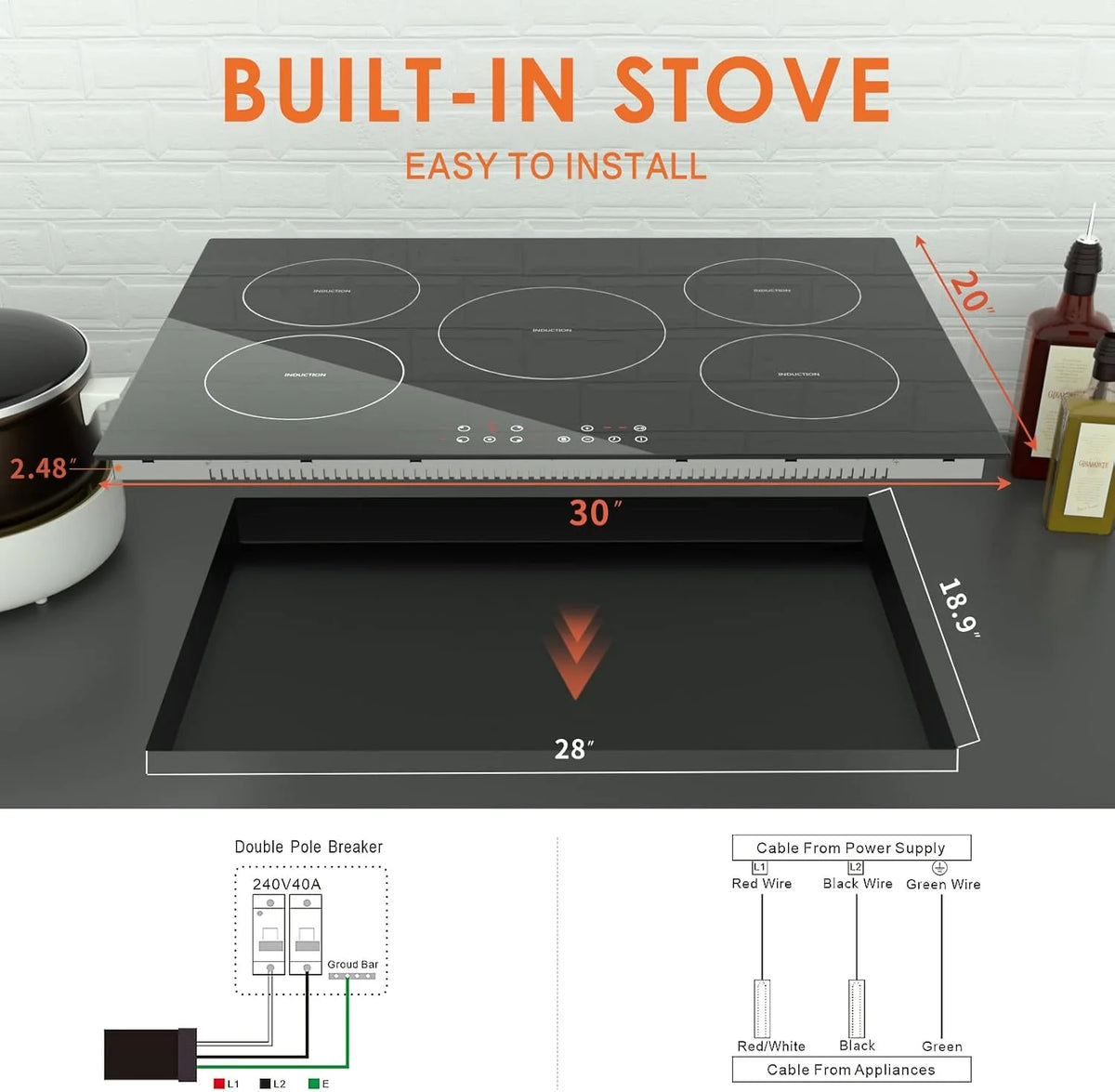 Homtone 30 Inch Electric Cooktop 4 Burners Built-in Electric Stovetop -Timer & Child Safety Lock