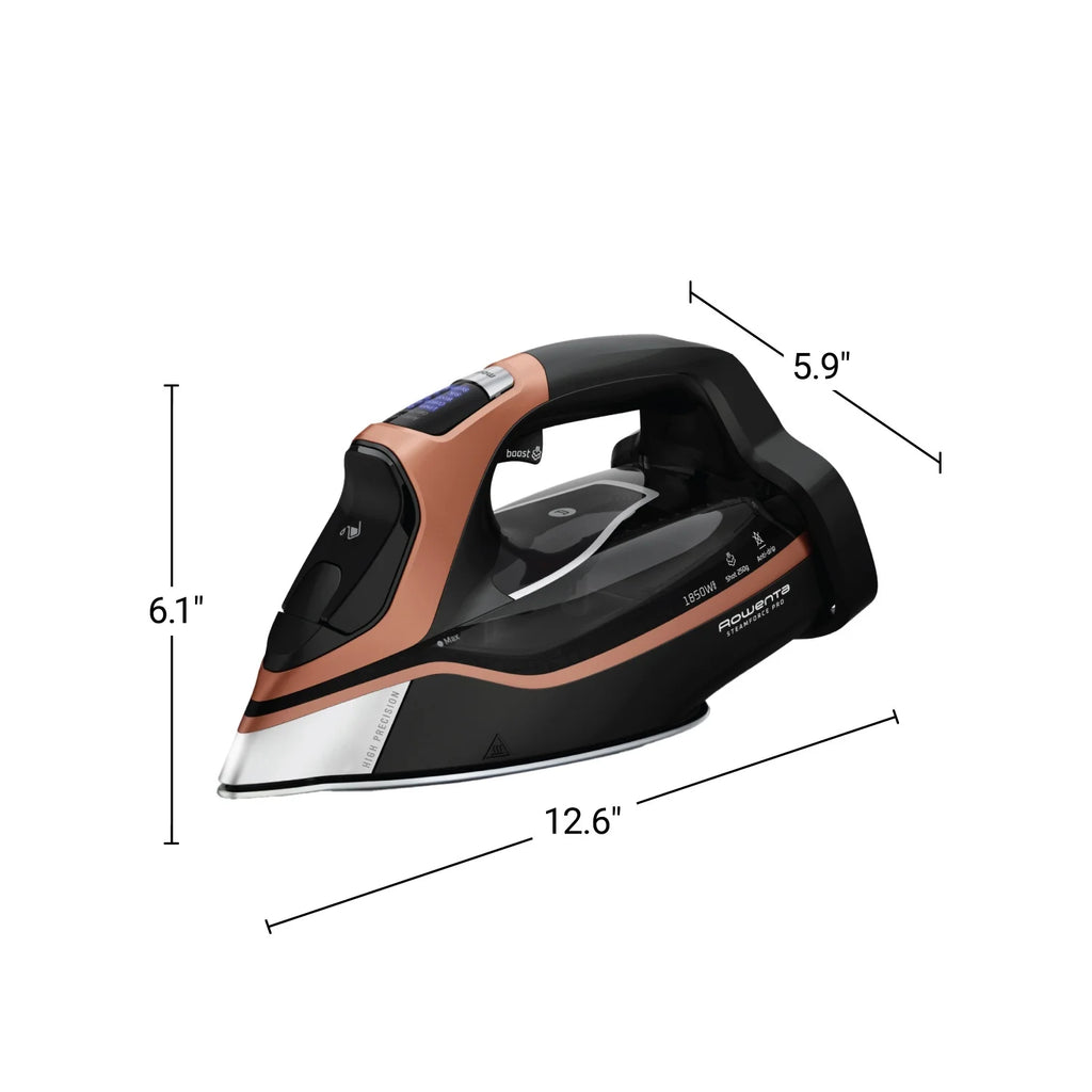 Rowenta Steam Force+ Iron for Clothes, Stainless Steel Soleplate, 1850 Watts, 400 Microsteam Holes, Garment Steamer, Black & Blue, DW9440U1