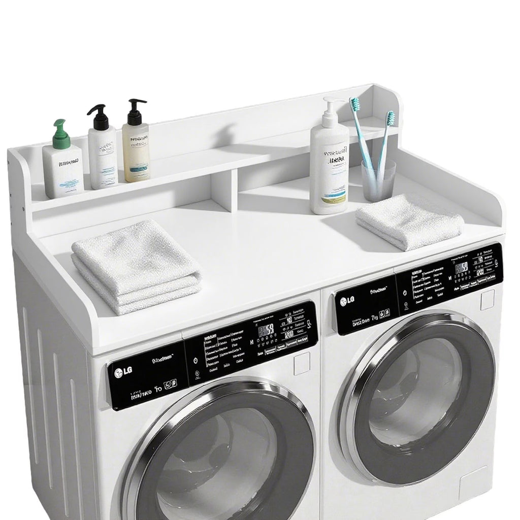 S-HOME Large Space 2-Tier Washer and Dryer Countertop with 2.75 Inch H Guard, 54 Inch W x 27.5 Inch D Topper for Laundry Room