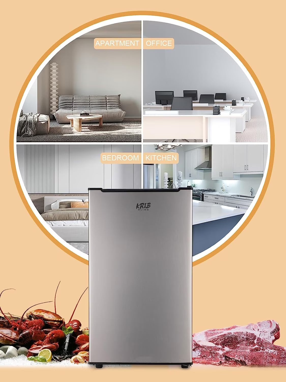 GGTB 3.0 Cu.ft Compact Upright Freezer with Reversible Single Door, Removable Shelves Mini Freezer with Adjustable Thermostat for Home/Kitchen/Office, Silver