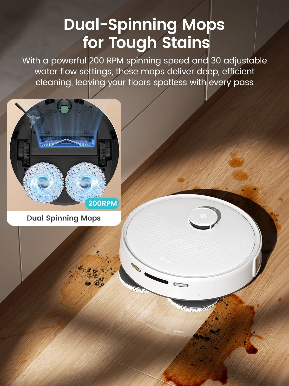 Lefant M3L Robot Vacuum and Mop, 12000Pa Suction, All-in-One Base Station, Anti-Tangle Brushes & Dual Spinning Mop, Self-Emptying & Refilling, LIDAR Navigation